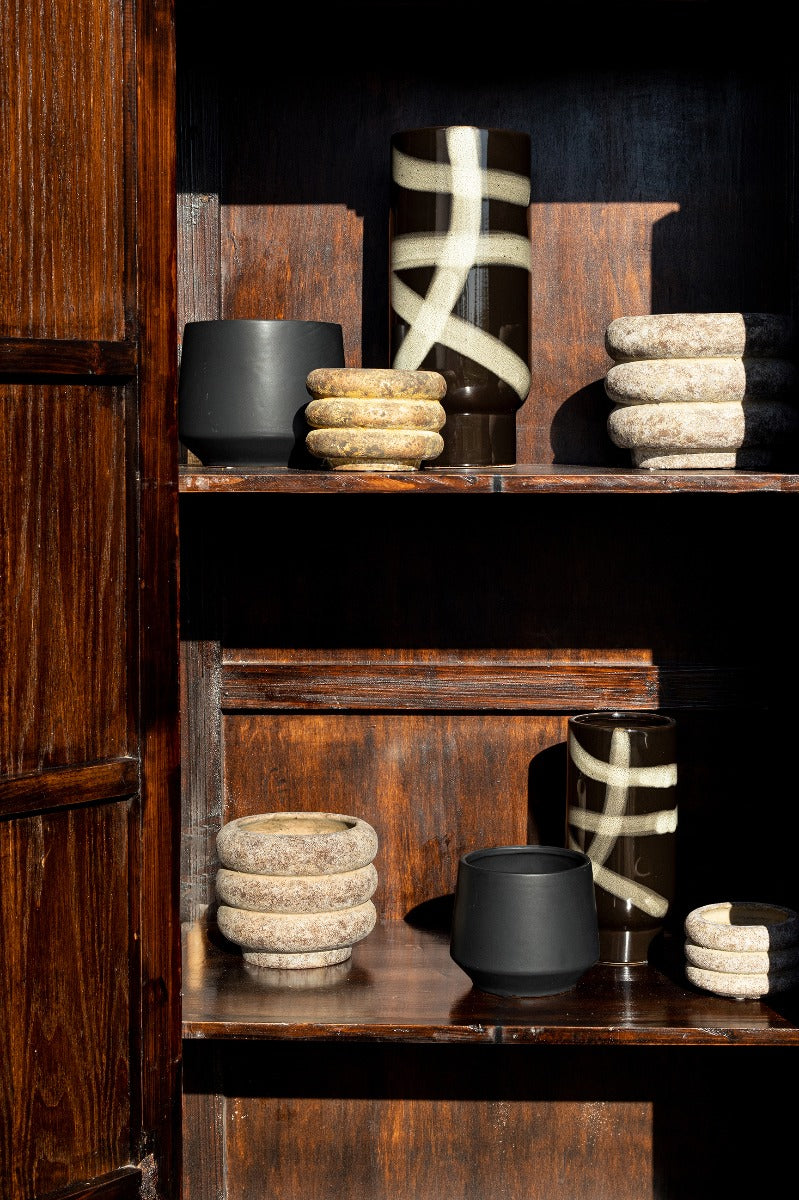 Vaso Reddy Black | Vaso di design in ceramica nera - CONFIG0348