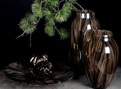 Vaso in vetro con striature marroni | Vasi di design in vetro colorato - CONFIG0314